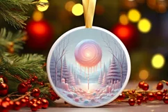 Winter Scene Digital Painting Round Ornament Sublimation Product Image 2