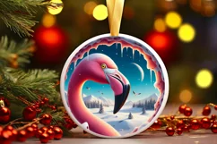 Digital Painting Round with Flamingo Smiling Out of Snow Product Image 1