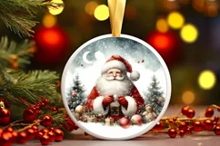 Snow Made Wall Santa Round Ornament Sublimation PNG Product Image 3