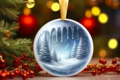 3D Winter Scene Watercolor Ornament Sublimation PNG Product Image 3