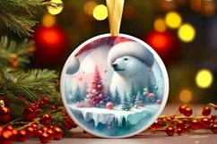 3D Winter Scene Polar Bear Sublimation PNG Product Image 2