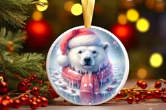 Melting Winter Scene Polar Bear Portrait Sublimation PNG Product Image 2