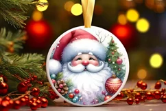 Santa Colorful Ornament Sublimation PNG Product Image 1