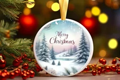 Merry Christmas Winter Scene Ornament Sublimation PNG Product Image 3