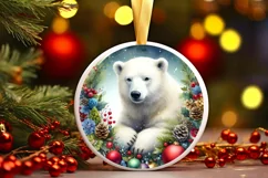 Polar Bear Round Ornament Sublimation PNG Product Image 3
