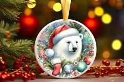 Polar Bear Round Ornament Sublimation PNG Product Image 2