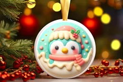 Penguin Christmas Ornament Sublimation PNG Product Image 3