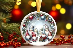 Winter Gnomes Christmas Ornament Sublimation PNG Product Image 1