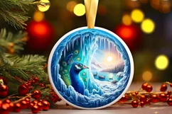 Melting Ice Peacock Landscape Sublimation PNG Product Image 1