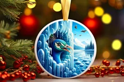 Melting Ice Peacock Landscape Sublimation PNG Product Image 2