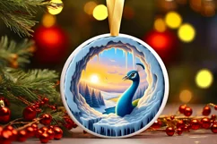 Melting Ice Peacock Landscape Sublimation PNG Product Image 2