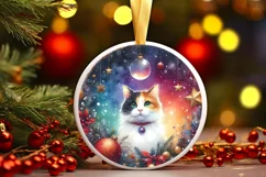 Cat Christmas Ornament Sublimation PNG Product Image 1