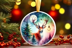 Reindeer Christmas Ornament Sublimation PNG Product Image 3