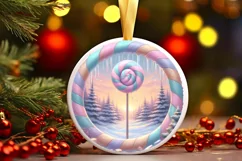 Winter Scene Digital Painting Round Ornament Sublimation Product Image 1