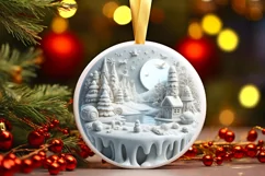 Winter Scene Ornament Sublimation PNG Product Image 1