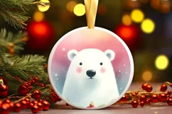 Polar Bear Round Ornament Sublimation PNG Product Image 3