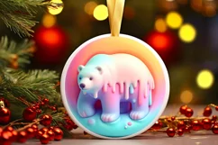 Polar Bear Christmas Ornament Sublimation PNG Product Image 3