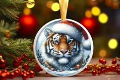 3D Round Tiger Portrait Sublimation PNG Product Image 3