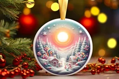 Detailed Winter Scene Digital Painting Round Ornament Product Image 1