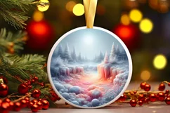 Detailed Winter Scene Digital Painting Round Ornament Product Image 1