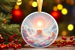 Detailed Winter Scene Digital Painting Round Ornament Product Image 2