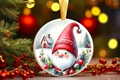 Watercolor Gnome Christmas Ornament PNG Product Image 1