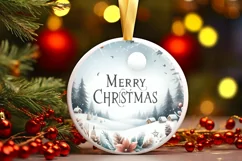 Merry Christmas Winter Scene Ornament Sublimation PNG Product Image 3