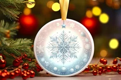 Snowflake Christmas Ornament Sublimation PNG Product Image 3