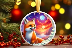 Fox in Icy Wall Round Ornament Sublimation PNG Product Image 2