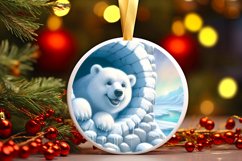 Polar Bear in Snow Made Wall Round Ornament Sublimation PNG Product Image 3