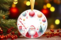 Colorful Santa Ornament Sublimation PNG Product Image 1