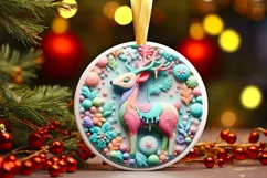 3D Deer Christmas Ornament Sublimation PNG Product Image 3
