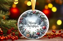 Winter Scene Merry Christmas Ornament Sublimation PNG Product Image 3