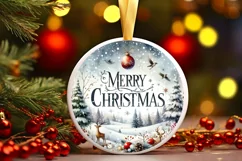 Winter Scene Merry Christmas Ornament Sublimation PNG Product Image 3