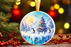 Round Christmas Ornament Sublimation|Clipart Product Image 2