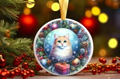 Watercolor Cat Christmas Sublimation PNG Product Image 2