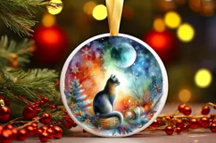 Watercolor Cat Christmas Sublimation PNG Product Image 1