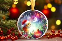 Winter Cat Ornament Sublimation PNG Product Image 1