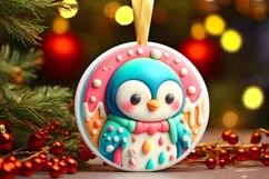 3D Penguin Round Sticker Sublimation PNG Product Image 1