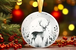 Reindeer Christmas Ornament Sublimation PNG Product Image 1
