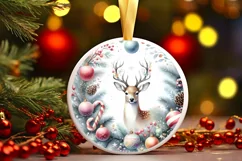 Colorful Reindeer Christmas Ornament Sublimation PNG Product Image 3