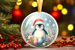 Penguin Round Ornament Sublimation PNG Product Image 2
