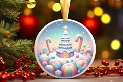 Round Christmas Ornament Sublimation|Clipart Product Image 2