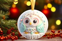 Pastel 3D Owl Ornament Sublimation PNG Product Image 3