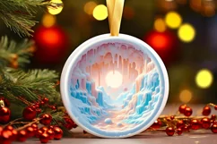 Christmas Candy Round Ornament Sublimation PNG Product Image 3
