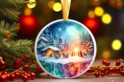 Nativity Scene Round Ornament Sublimation PNG Product Image 3