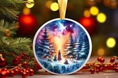 Nativity Scene Round Ornament Sublimation PNG Product Image 3