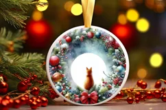 Cat Christmas Ornament Sublimation PNG Product Image 1