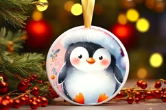 Penguin Christmas Ornament Sublimation PNG Product Image 1