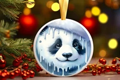 Winter Panda Christmas Ornament Sublimation PNG Product Image 2